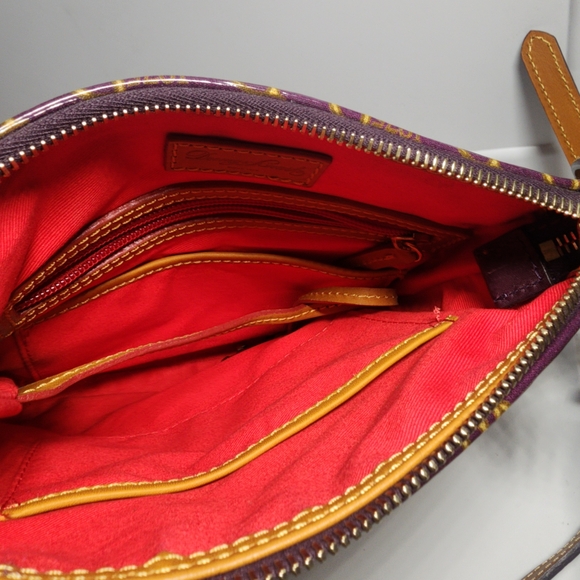 Dooney & Bourke Purple and Brown Logo Crossbody Bag - Picture 7 of 8